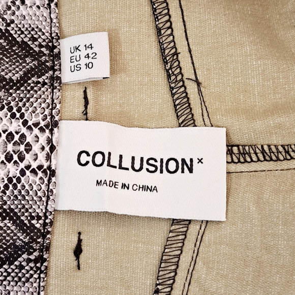 ASOS Collusion Snake Print Skirt Women's Size 10 P U Faux Leather Short Mini - Picture 7 of 10